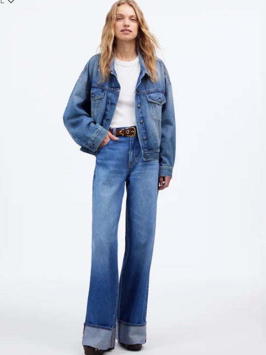 Madewell Denim - Madewell Jeans SuperWide-Leg Cuffed in Fannin Blue Rigid